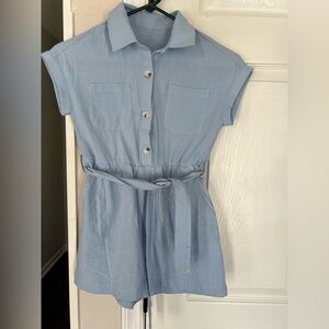 Light Blue Button-Up Romper